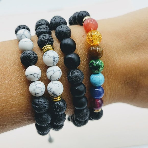 7/$35 Black Lava Stone Essential Oil Bracelet - Picture 5 of 5